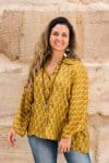 Womens, Vintage Sari Amira blouse - wool/silk - Sunny yellow - Solar