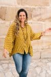 Womens, Vintage Sari Amira blouse - wool/silk - Sunny yellow - Solar