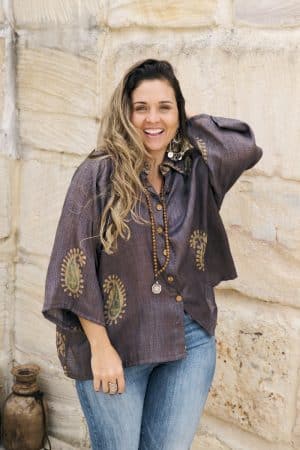 Womens, Vintage Sari Amira blouse - wool/silk - Luna