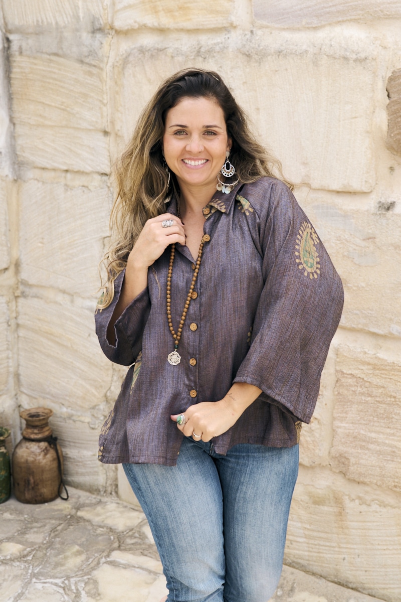 Womens, Vintage Sari Amira blouse - wool/silk - Luna