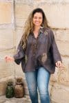 Womens, Vintage Sari Amira blouse - wool/silk - Luna