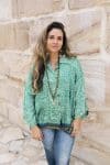 Womens, Vintage Sari Amira blouse - wool/silk - green - Tribal