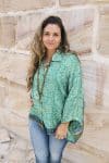 Womens, Vintage Sari Amira blouse - wool/silk - green - Tribal