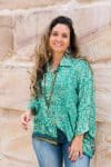 Womens, Vintage Sari Amira blouse - wool/silk - green - Tribal