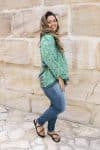 Womens, Vintage Sari Amira blouse - wool/silk - green - Tribal