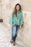 Womens, Vintage Sari Amira blouse - wool/silk - green - Tribal