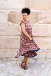 Womens Jalabi dress, 100% cotton, hand block print. In red Pomeray