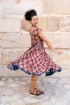 Womens Jalabi dress, 100% cotton, hand block print. In red Pomeray