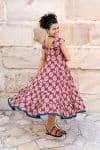 Womens Jalabi dress, 100% cotton, hand block print. In red Pomeray