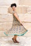 Womens Jalabi dress, 100% cotton, hand block print. In Myridia print