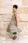 Womens Jalabi dress, 100% cotton, hand block print. In Myridia print