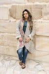 Womens, Tundra Kantha Duster, reversible, handmade from 100% cotton recycled Vintage fabrics, in soft tones - Petara