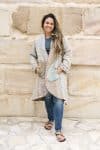 Womens, Tundra Kantha Duster, reversible, handmade from 100% cotton recycled Vintage fabrics, in soft tones - Petara