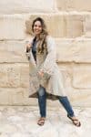Womens, Tundra Kantha Duster, reversible, handmade from 100% cotton recycled Vintage fabrics, in soft tones - Petara