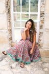 Womens Jalabi dress, 100% cotton, hand block print. In Serenade print