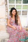 Womens Jalabi dress, 100% cotton, hand block print. In Serenade print