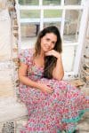 Womens Jalabi dress, 100% cotton, hand block print. In Serenade print