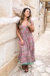 Womens Jalabi dress, 100% cotton, hand block print. In Serenade print