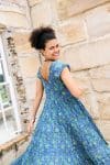 Womens Jalabi dress, 100% cotton, hand block print. In blue green Wren