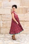 Womens Jalabi dress, 100% cotton, hand block print. In Ruby Veda print