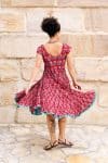 Womens Jalabi dress, 100% cotton, hand block print. In Ruby Veda print
