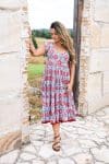 Womens Jalabi dress, 100% cotton, hand block print. In Floria