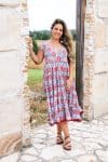 Womens Jalabi dress, 100% cotton, hand block print. In Floria