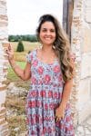 Womens Jalabi dress, 100% cotton, hand block print. In Floria