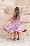 Womens Jalabi dress, 100% cotton, hand block print. In Floria