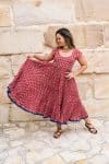 Womens Jalabi dress, 100% cotton, hand block print. In Cherry print