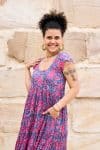 Womens Jalabi dress, 100% cotton, hand block print. In Serenade print