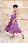 Womens Jalabi dress, 100% cotton, hand block print. In Serenade print