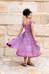 Womens Jalabi dress, 100% cotton, hand block print. In Serenade print