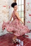 Womens, midi, Flamenco Dress, sleeveless, 100% Cotton, hand block print. Summer Floral - Rosani