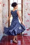Womens, midi, Flamenco Dress, sleeveless, 100% Cotton, hand block print. Natural Blue - Indigo Suri