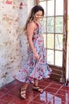 Womens, midi, Flamenco Dress, sleeveless, 100% Cotton, hand block print. Summer Floral - Paradise