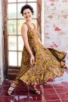 Womens, midi, Flamenco Dress, sleeveless, 100% Cotton, hand block print. Autumn Floral - Solandra