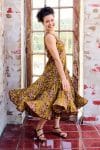 Womens, midi, Flamenco Dress, sleeveless, 100% Cotton, hand block print. Autumn Floral - Solandra