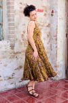 Womens, midi, Flamenco Dress, sleeveless, 100% Cotton, hand block print. Autumn Floral - Solandra