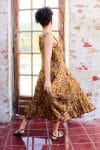 Womens, midi, Flamenco Dress, sleeveless, 100% Cotton, hand block print. Autumn Floral - Solandra