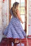 Womens, midi, Flamenco Dress, sleeveless, 100% Cotton, hand block print. Saphire blue - Saphira