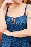 Womens, midi, maxi, Aveline Dress, spaghetti straps, spiral swing, 100% Cotton, hand block print. Natural Blue - Indigo Whisper