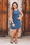 Womens, mini, Tivoli Dress, sleeveless, 100% Cotton, hand block print. Natural Indigo Blue - Indigo Nivara