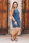 Womens, mini, Tivoli Dress, sleeveless, 100% Cotton, hand block print. Natural Indigo Blue - Indigo Nivara