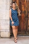 Womens, mini, Tivoli Dress, sleeveless, 100% Cotton, hand block print. Natural Indigo Blue - Indigo Nivara