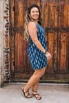 Womens, mini, Tivoli Dress, sleeveless, 100% Cotton, hand block print. Natural Indigo Blue - Indigo Nivara