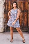 Womens, mini, Tivoli Dress, sleeveless, 100% Cotton, hand block print. Saphire Blue - Saphira