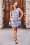 Womens, mini, Tivoli Dress, sleeveless, 100% Cotton, hand block print. Saphire Blue - Saphira