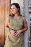 Womens, mini, Tivoli Dress, sleeveless, 100% Cotton, hand block print. Olive Green - Nimira