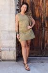 Womens, mini, Tivoli Dress, sleeveless, 100% Cotton, hand block print. Olive Green - Nimira